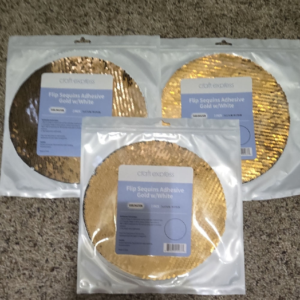 Craft Express Flip Sequins Adhesive Gold and White